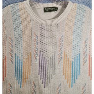 Vintage Norm Thompson 3D Knit Coogi Style Sweater Men's Size XL Made In Canada